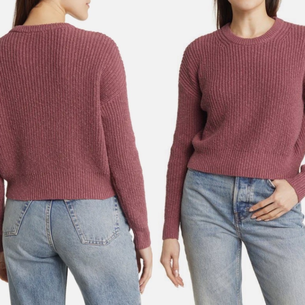 MADEWELL Textural Knit Cotton Pullover Sweater Pressed Grape
